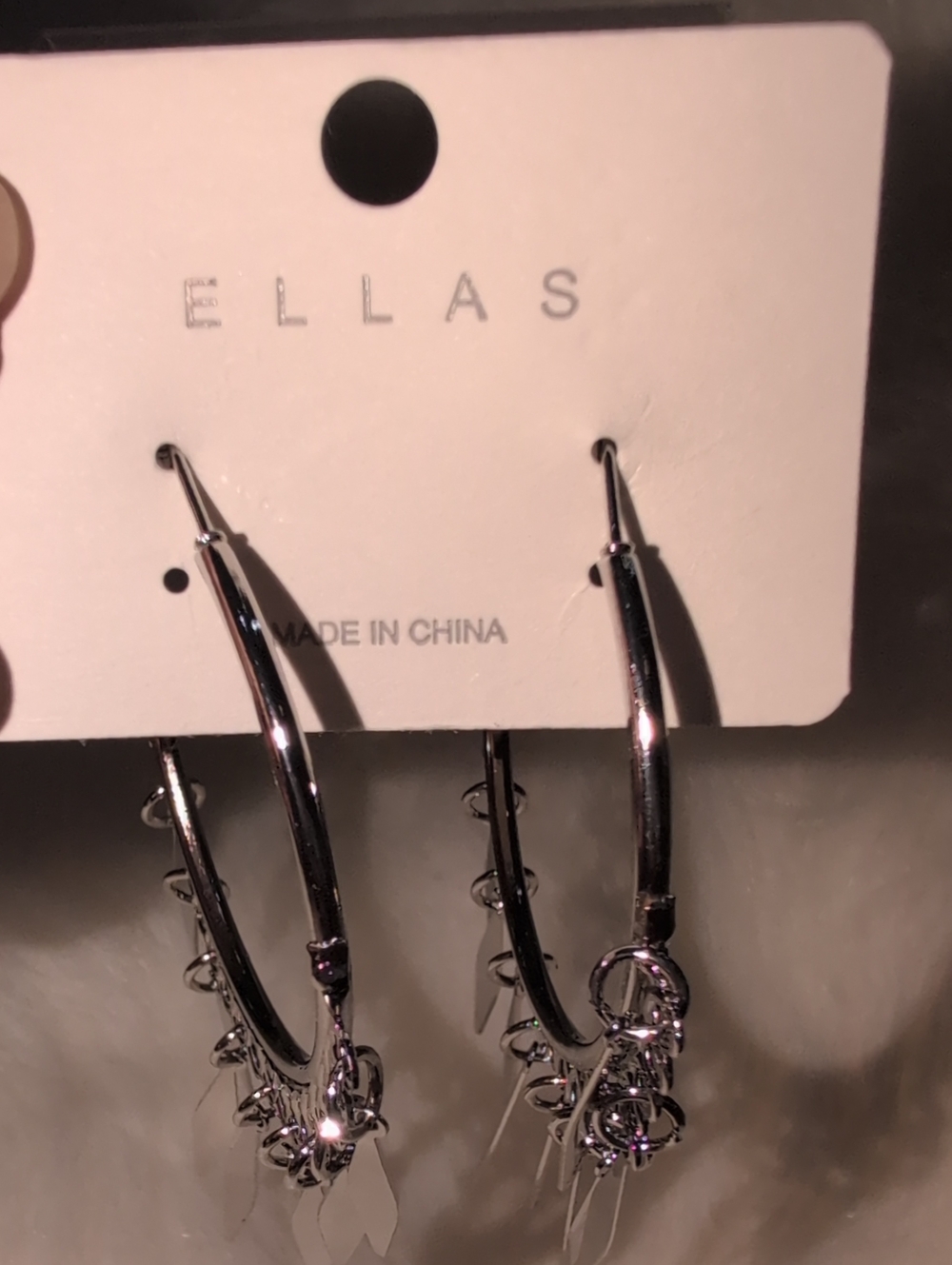 Ella Polished Silver Tone Hoop Earrings with Dangling Charms